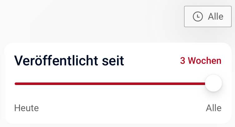 Bildschirmausschnitt des Ergebnisfilters