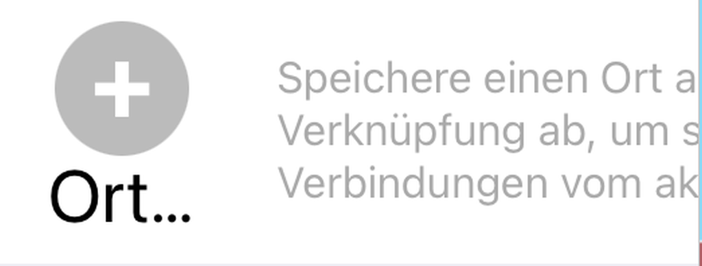 Bildschirmausschnitt mit der Schaltfläche zum Speichern eines Ortes und nebenstehendem Hilfetext.