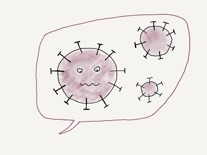 Sketchnote Corona-Virus in Sprechblase