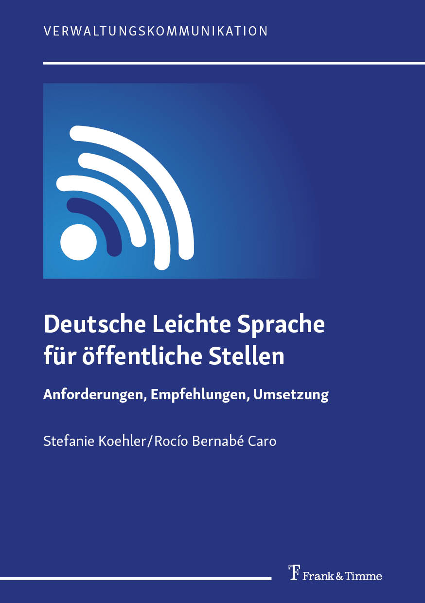 Cover des Buchs Deutsche Leichte Sprache für öffentliche Stellen in blauem Design der Reihe Verwaltungskommunikation.