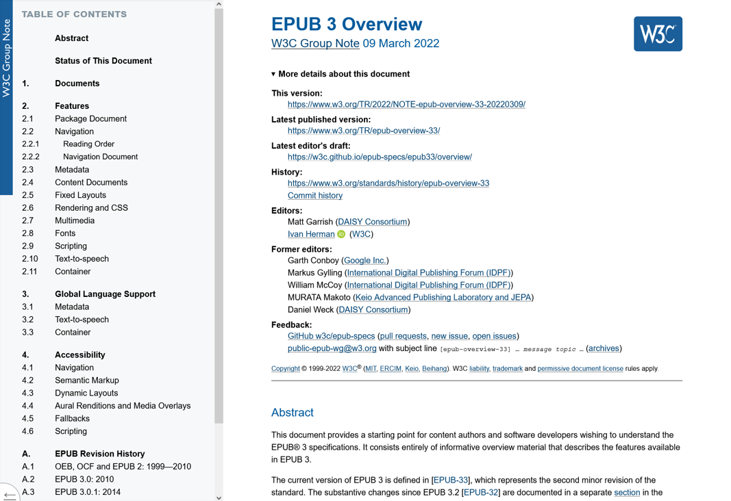 W3C-Dokument EPUB3 Overview