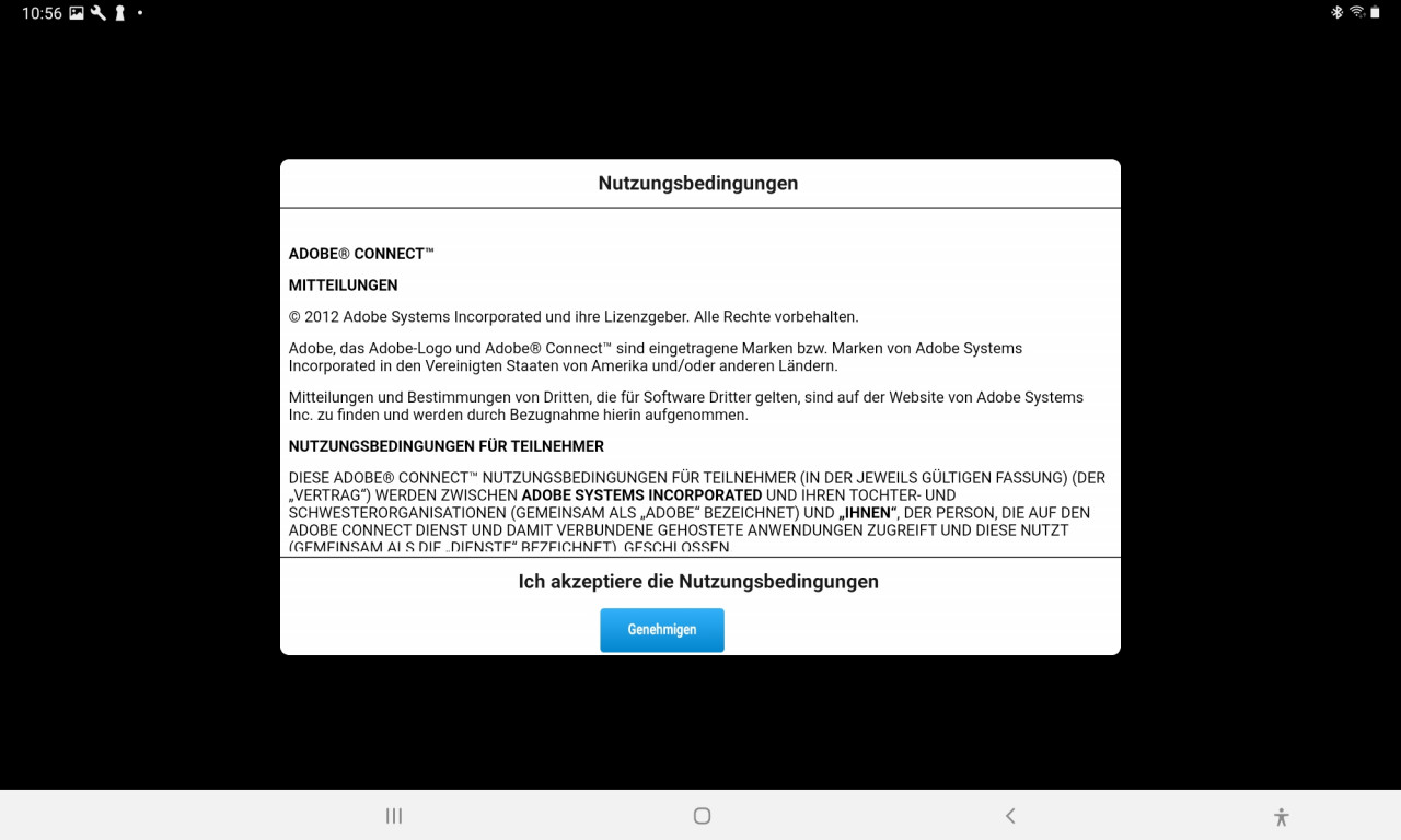 Bildschirmausschnitt der Android-App