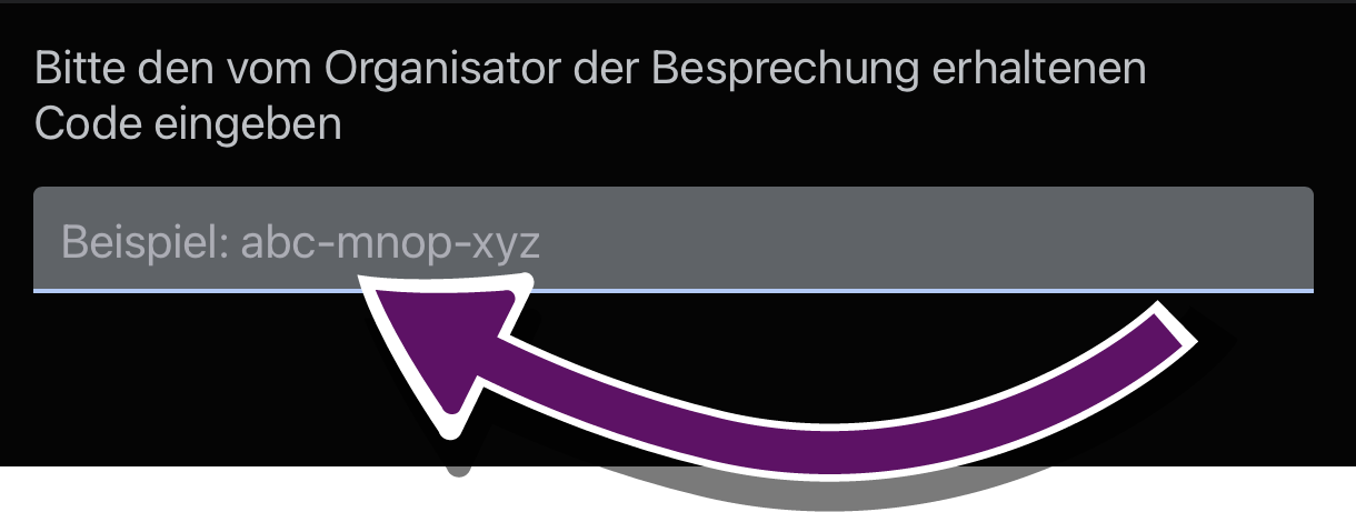 Screenshot des Meeting-Id-Eingabefeldes auf iOS-Geräten