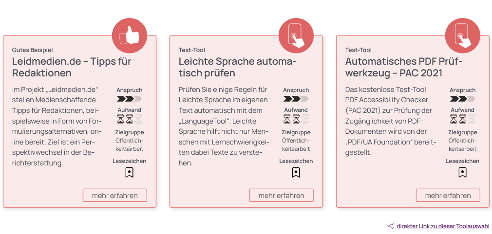 Screenshot der verbleibenden 3 roten Tool-Karten. Die Tools sind als Karten in Zeilen und Spalten angeordnet.