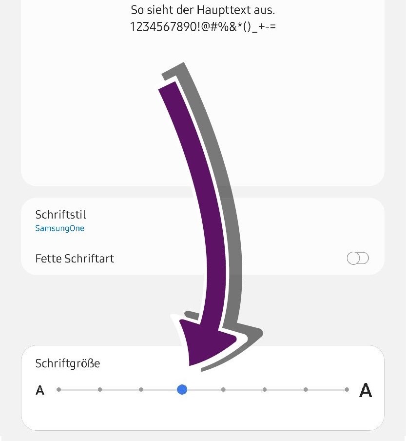 Bildschirmausschnitt der Android-Eingabehilfen zu Schriftgröße. und -stil